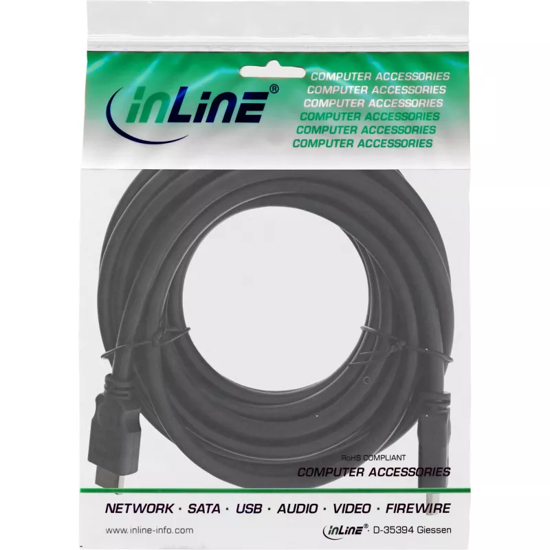 HDMI-kaapeli High Speed InLine 17607E 7,5 m pistoke/pistoke musta