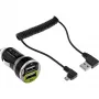 InLine USB DUAL+ autolataussarja, virtalähde 1 m spiraalikaapelilla