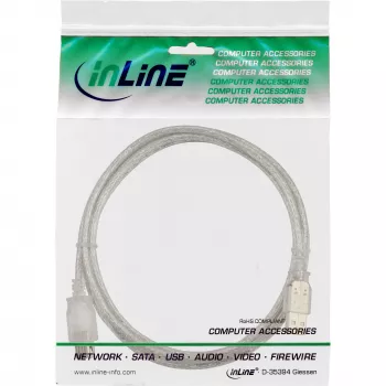 USB 2.0 jatkokaapeli Type-A M/F InLine 34650 0,5 m läpinäkyvä