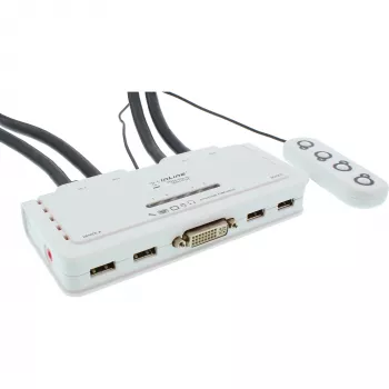 InLine KVM-kytkin 4 porttia DVI-D + USB + audio sis. 2 kaapelisarjaa
