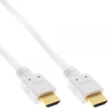 InLine High Speed HDMI-kaapeli Ethernetillä, M/M, valkoinen, kullatut kontaktit, 2 m