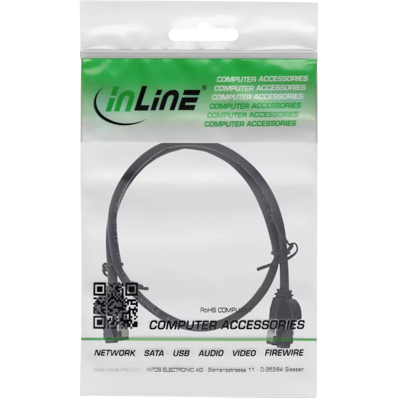 InLine patch-kaapeli ohut, U/FTP, Cat.8.1, TPE halogeeniton, musta 1,5 m
