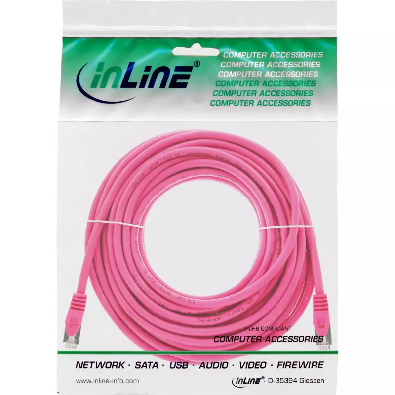 InLine verkkokaapeli SF/UTP Cat.5e pinkki 20 m