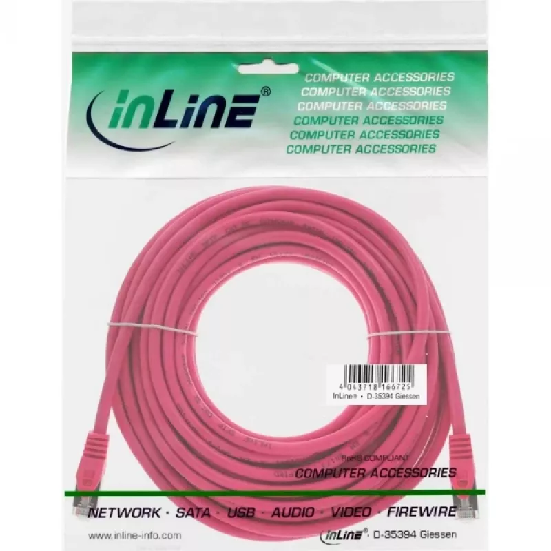 InLine verkkokaapeli SF/UTP Cat.5e pinkki 15 m