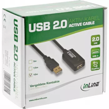 InLine USB 2.0 aktiivinen signaalinvahvistuskaapeli Type-A uros / A naaras, 25 m
