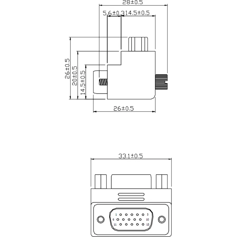 InLine VGA-sovitin 90° 15-pin uros / naaras, InLine, 37248I