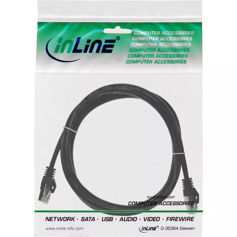 InLine verkkokaapeli SF/UTP Cat.5e musta 1 m