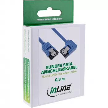 InLine SATA 6 Gb/s -pyöreä kaapeli, toisesta päästä 90° kulma, lukituksella, 0,5 m
