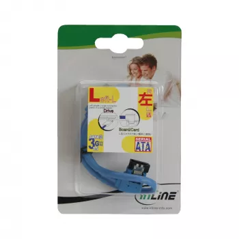 InLine SATA 6 Gb/s -pyöreä kaapeli sininen vasen 90° kulma lukituksilla 0,5 m