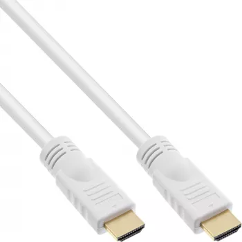 InLine High Speed HDMI -kaapeli Ethernetillä, M/M, valkoinen, kullatut kontaktit, 5 m