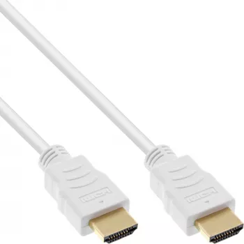 InLine High Speed HDMI -kaapeli Ethernetillä, M/M, valkoinen, kullatut kontaktit, 3 m