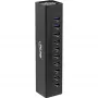 InLine USB 3.0 10 portin keskitin alumiinikotelo 4A virtalähteellä, musta