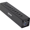 InLine USB 3.0 10 portin keskitin alumiinikotelo 4A virtalähteellä, musta