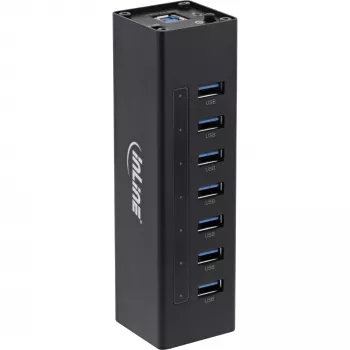 InLine USB 3.0 -keskitin, 7 porttia, alumiinikotelo, 2,5 A virtalähteellä
