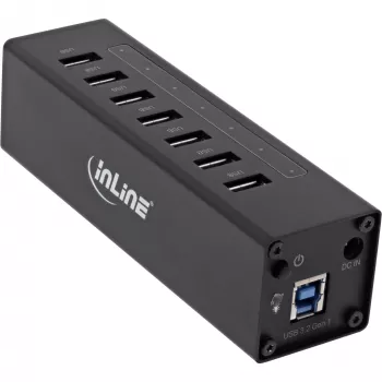 InLine USB 3.0 -keskitin, 7 porttia, alumiinikotelo, 2,5 A virtalähteellä