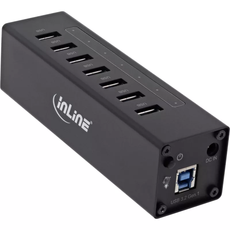 InLine USB 3.0 -keskitin, 7 porttia, alumiinikotelo, 2,5 A virtalähteellä