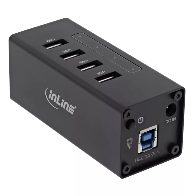 InLine USB 3.0 -keskitin, 4 porttia, alumiinikotelo, 2,5A virtalähteellä