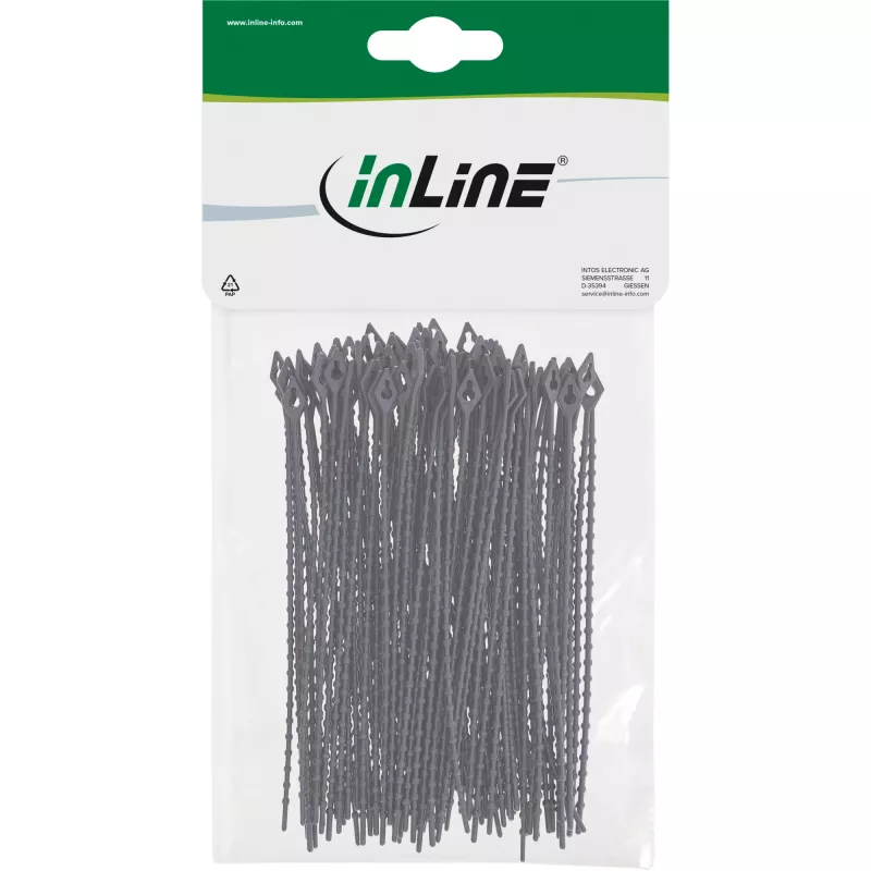 Kaapeliside InLine 100 mm musta, 100 kpl:n pakkaus — 100 mm pituus, musta, 100 kpl