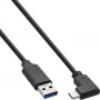 InLine USB 3.2 -kaapeli, USB-C uros kulma / USB-A uros, musta, 1 m