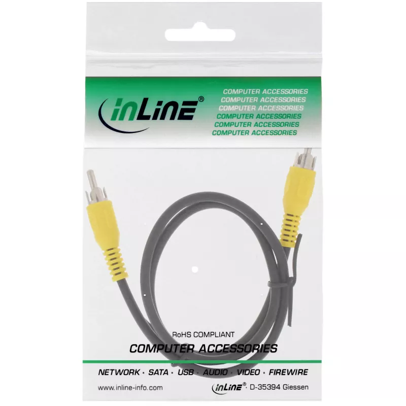 InLine videokaapeli, 1x RCA M/M, keltaiset liittimet, 7 m