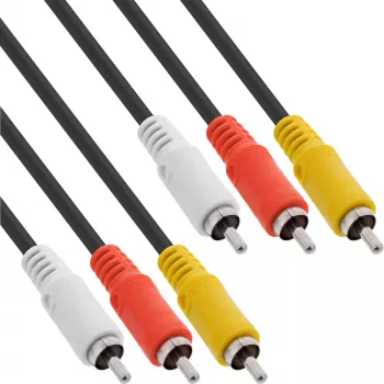 InLine AV-kaapeli 3x RCA uros/uros 2 m, 3 x RCA, 2 m, musta