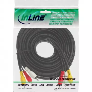 InLine AV-kaapeli 3x RCA uros/uros 2 m, 3 x RCA, 2 m, musta