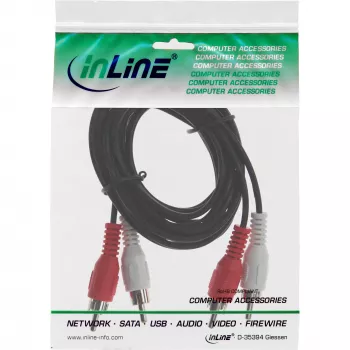 InLine audiokaapeli, 2x RCA M/M 1 m, uros, 2 x RCA, uros, 1 m, musta