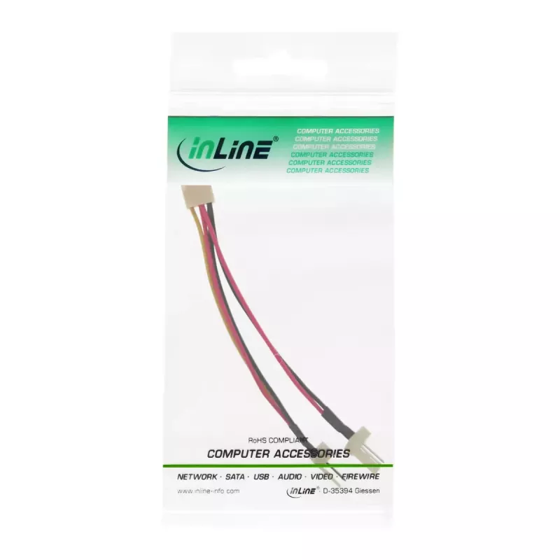 InLine tuuletinadapteri Y-kaapeli 3pin Molex naaras / 2x 3pin Molex uros 100 kpl