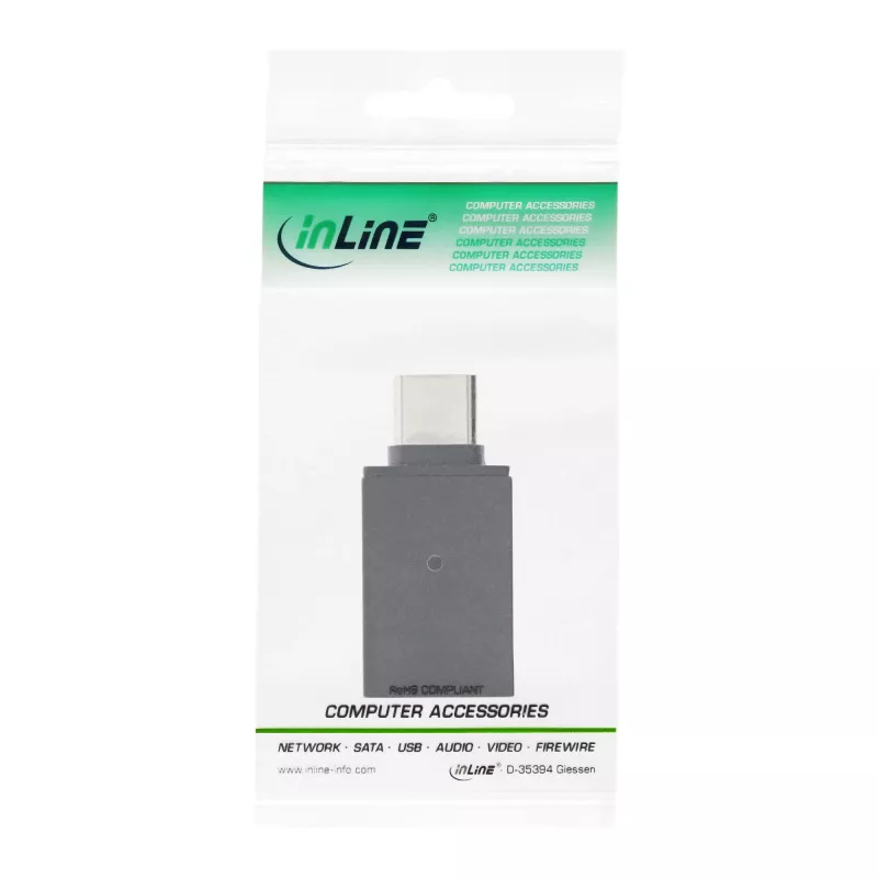 InLine USB 3.2 Gen.2 adapteri, USB-C-uros USB-A-naaraaseen, OTG