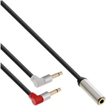 InLine ohut audio lentokoneistuin-kaapeli 2x 3,5 mm uros 1x naaras, 2 m