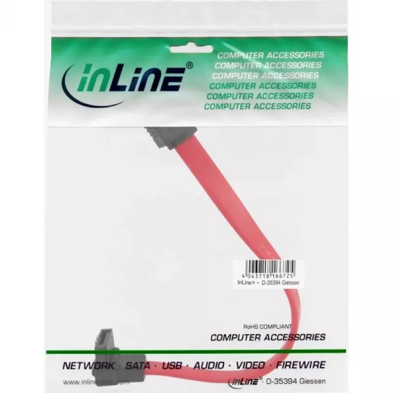 InLine SATA-kaapeli 150/300/600 S-ATA-liitännöille, kulma lukituskielekkeillä, 90°, 0,15 m