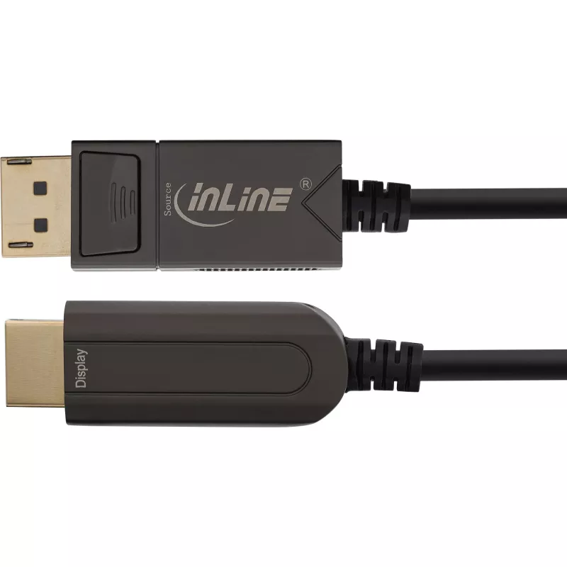 InLine DisplayPort-HDMI AOC muunninkaapeli, 4K/60Hz, musta, 25 m