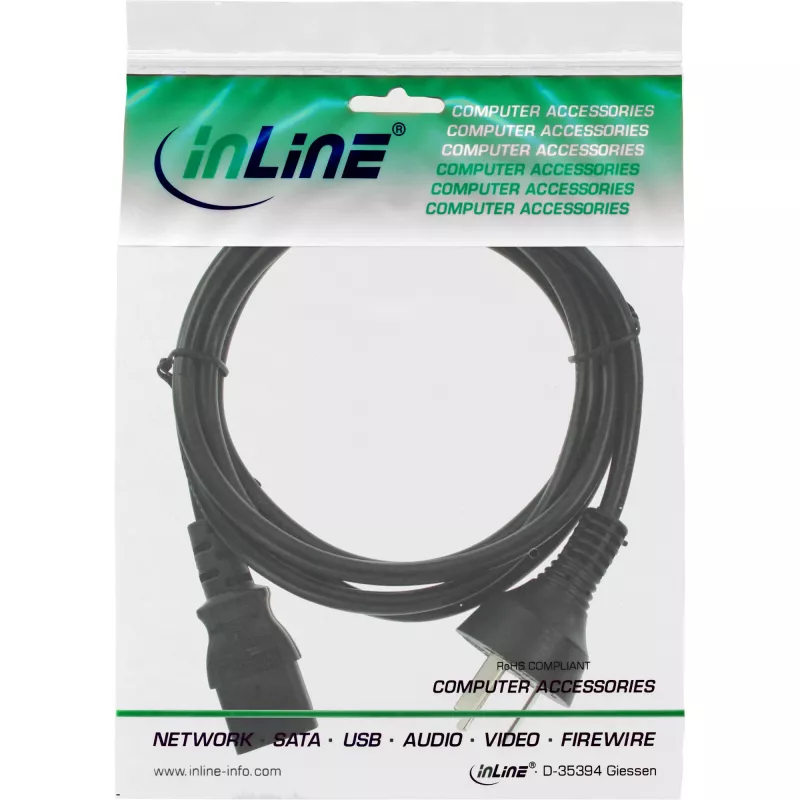 InLine virtakaapeli, Kiina-pistoke / 3pin IEC C13-uros, 0,5 m