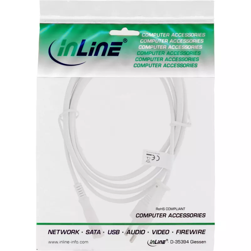 InLine virtajohto, europistoke / Euro8-liitin, valkoinen, 2,0 m
