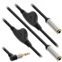 InLine ohut audio-Y-kaapeli 3,5 mm pistoke / 2x liitin, äänenvoimakkuuden säädöllä 0,25 m
