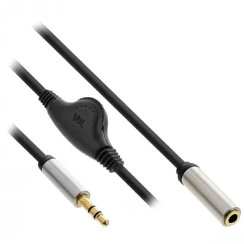 InLine ohut audiokaapeli 3,5 mm pistoke / liitin äänenvoimakkuuden säädöllä 0,25 m