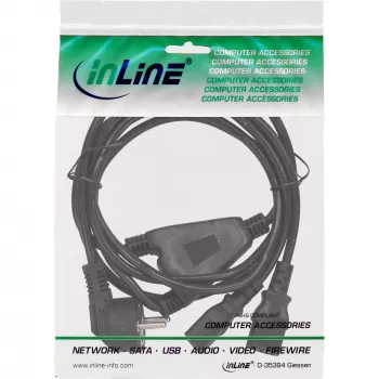 InLine Y-virtajohto 1x CEE 7/7 kulma / 2x 3-napainen IEC C13 -pistoke, 1 m