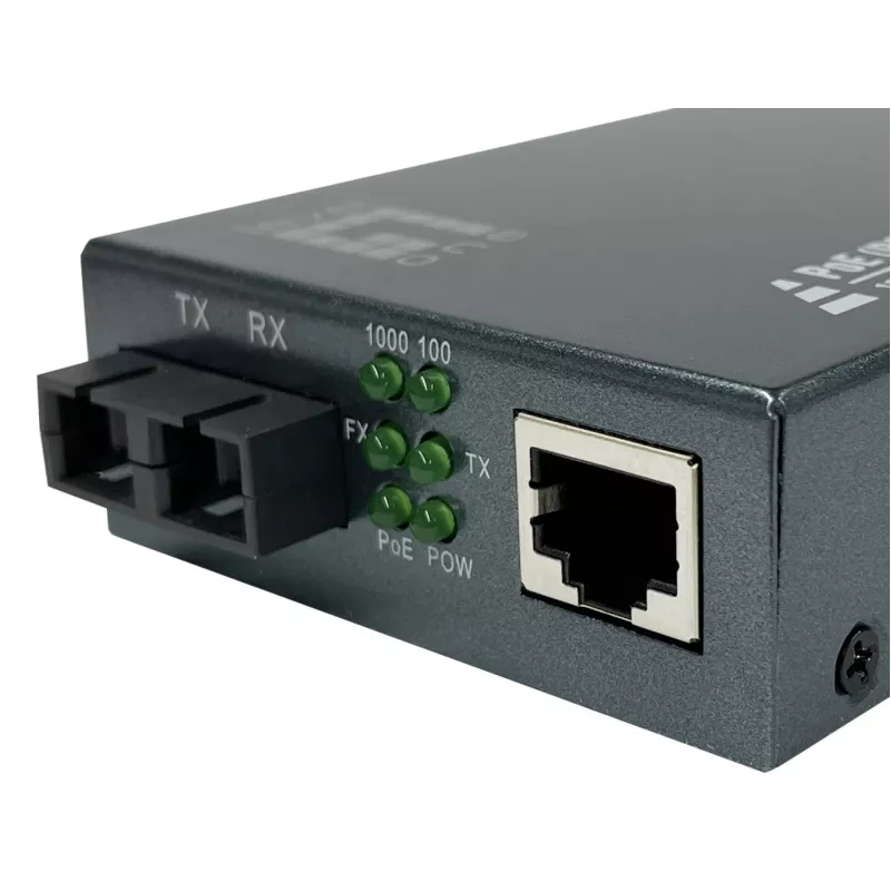LevelOne RJ45–SC gigabitin mediakonvertteri, PoE PSE, monimuotokuitu, 0,5 km