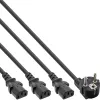 InLine Y-virtakaapeli 1x CEE 7/7 / 3x 3-napainen IEC C13 -pistoke, musta, 3 m