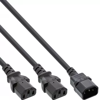 InLine virtakaapeli Y-haara tyyppi F 1x IEC-C14 – 2x IEC-C13 5 m
