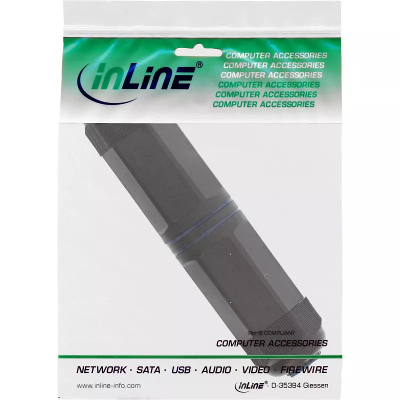 InLine Cat.6 -liitin, vesitiivis IP67, 2x RJ45 F/F, 1:1