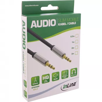 InLine ohut audiokaapeli 3,5 mm uros/uros, stereo, 3 m