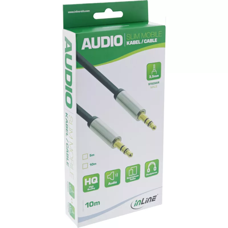 InLine ohut audiokaapeli 3,5 mm uros/uros, stereo, 5 m
