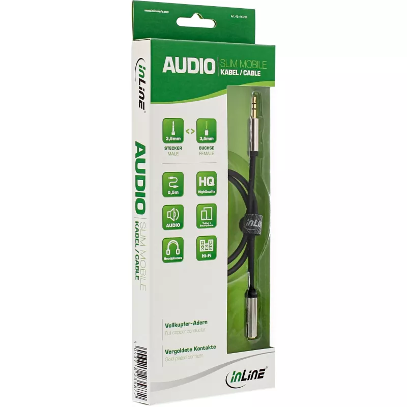 InLine ohut audiokaapeli 3,5 mm pistoke / liitäntä stereo 1 m