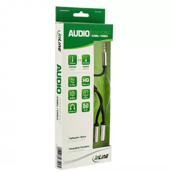 InLine ohut audio Y-kaapeli 3,5 mm pistoke / 2x liitäntä 0,15 m