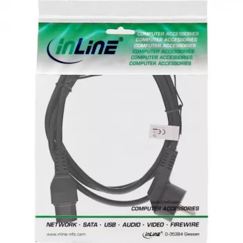InLine virtajohto, CEE7/7 kulma / C15 suora, 3 x 1 mm², musta, 5 m