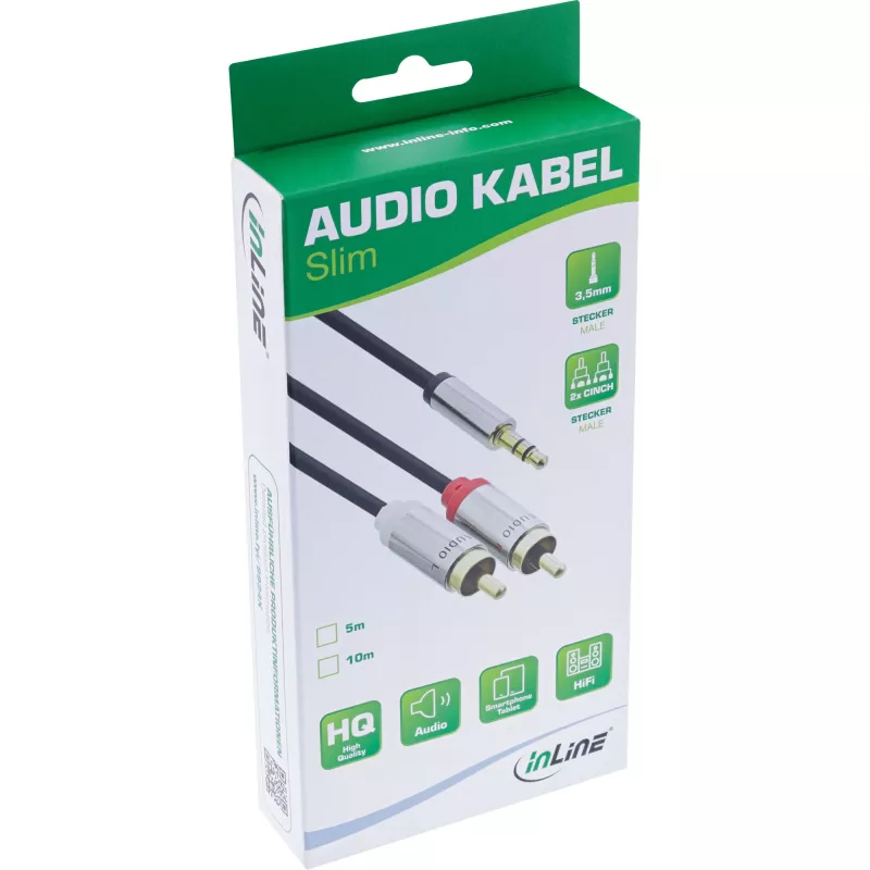 Audiokaapeli 3,5 mm pistoke / 2x RCA-pistoke 5 m InLine 99245