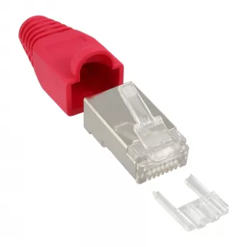 InLine puristuspistoke RJ45 8P8C suojattu pujotusavustimella ja taittosuojalla, punainen