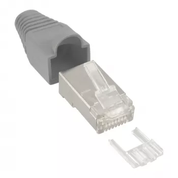 InLine puristuspistoke RJ45 8P8C suojattu pujotusavustimella ja taittosuojalla, harmaa