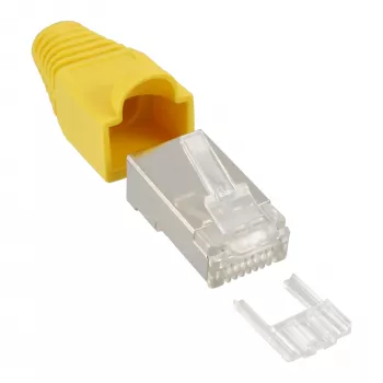 InLine puristuspistoke RJ45 8P8C suojattu pujotusavustimella ja taittosuojalla, keltainen